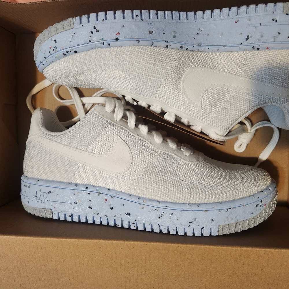 Nike White and Light Blue Women's Sneakers